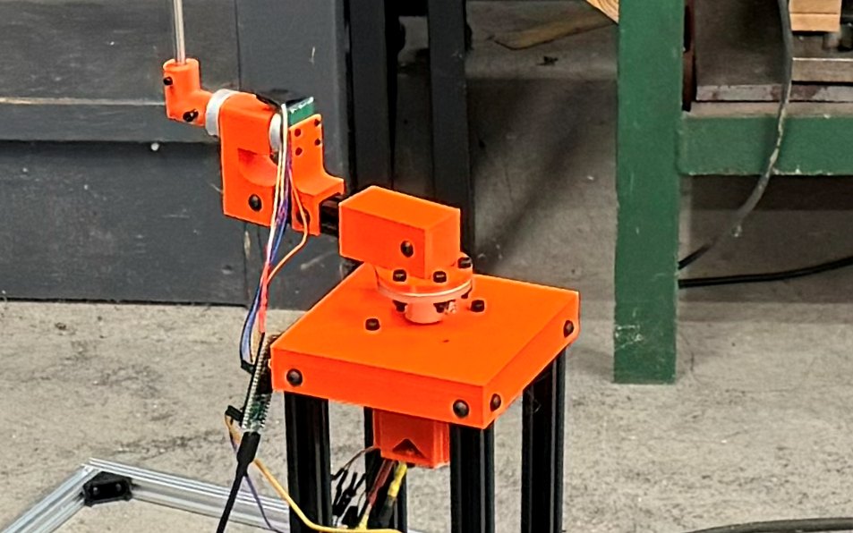 Arm, magnetic encoder and motor mount on the pendulum rig